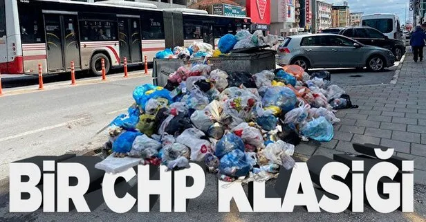 CHP’li İzmir Çiğli Belediyesi’nde işçiler greve gidince yollarda çöp dağları oluştu