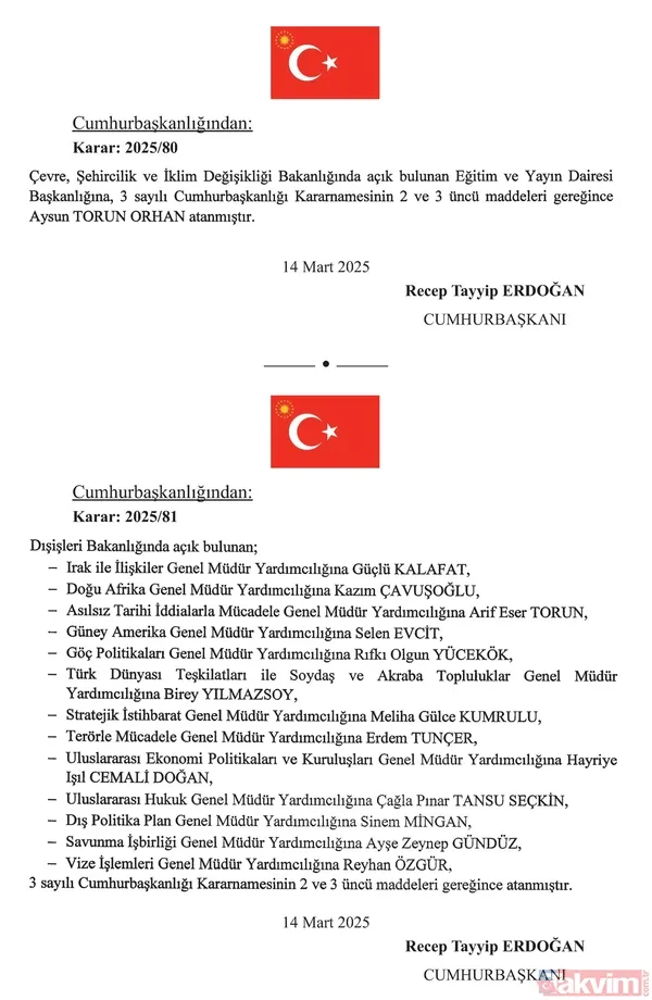 Başkan Erdoğan imzaladı! Atama kararları Resmi Gazete'de! Birçok bakanlığa yeni isimler getirildi - 3