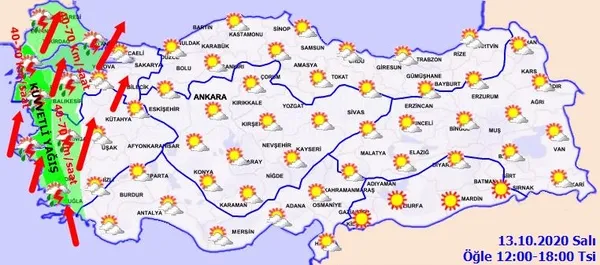 Meteoroloji'den son dakika uyarısı! Kuvvetli sağanak ve fırtına gelecek... | 13 Ekim HAVA DURUMU-5