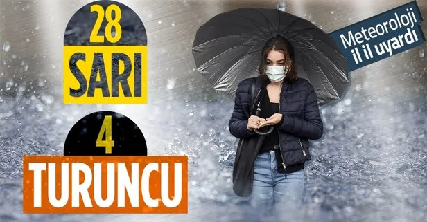 Yağış alarmı! Meteoroloji’den 32 ile sarı ve turuncu uyarı... HAVA DURUMU RAPORU