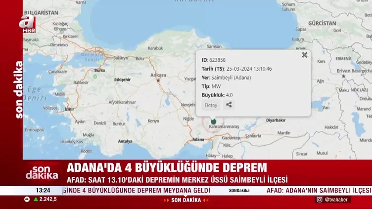 SON DAKİKA ADANA'DA DEPREM!