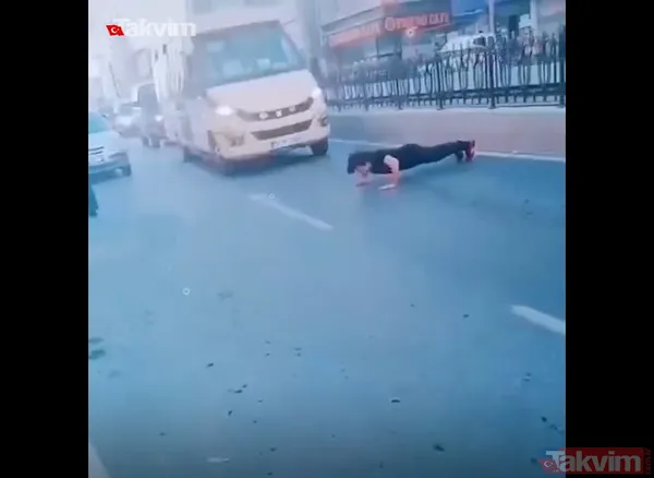 TikTok'ta paylaşmak için Sultangazi'de trafiği kesip yol ortasında şınav çeken Pakistan uyruklu Ali R. gözaltına alındı - 2