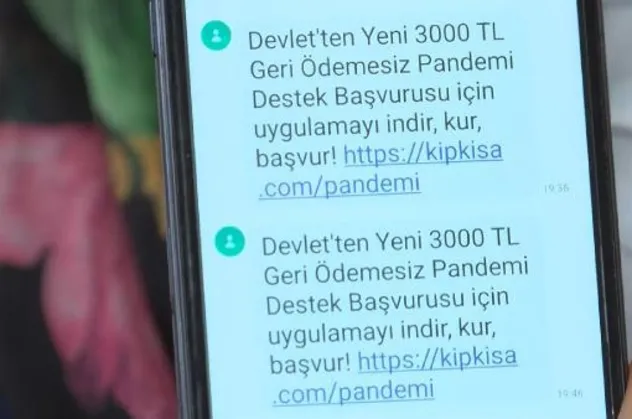 "Devletten geri ödemesiz 3 bin lira pandemi desteği" mesajına dikkat! Dolandırıcıların yeni oyunu