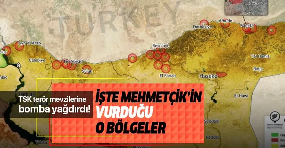 TSK'nın Barış Pınarı Harekatı kapsamında vurduğu yerler! İşte harita üzerinde son durum...