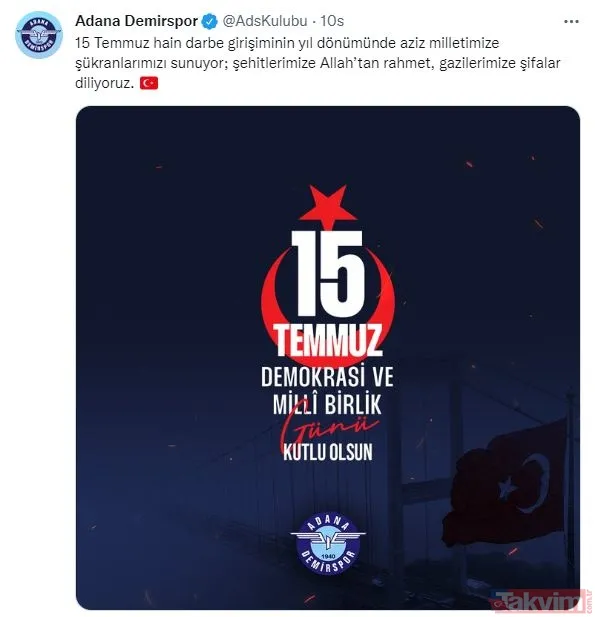 Türk futbolunun dev kulüplerinden 15 Temmuz paylaşımları... - 27