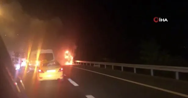 Beykoz’da korkutan yangın! Halk otobüsü alev alev yandı