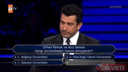 Kim Milyoner Olmak İster’de Orhan Pamuk ve Aziz Sancar sorusu! Hangi üniversiteden mezun oldular? İşte cevabı...
