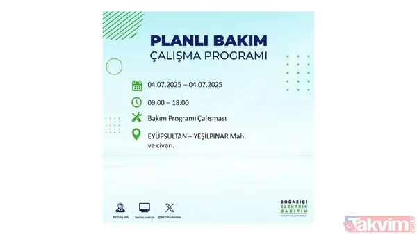 4 Temmuz'da İstanbul'da Elektrik Kesintisi Yaşanacak İlçeler