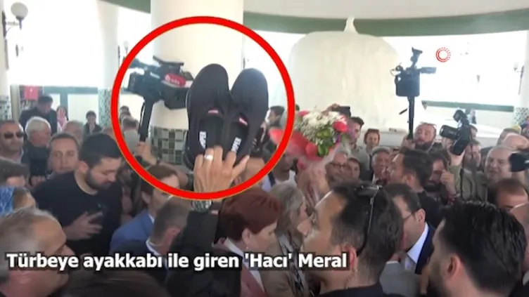 "Hacıyım, 5 vakit namaz kılarım" diyen Akşener türbe halılarına ayakkabıyla bastı!