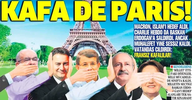 Muhalefet, İslam’ı ve Başkan Erdoğan’ı hedef alan Macron ile Charlie Hebdo’ya sessiz kaldı!