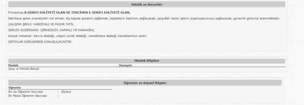 İŞKUR Eylül ayı Çarşı ve Mahalle Bekçisi alımı başladı! İlkokul, ortaokul, lise mezunu başvuru şartları-6