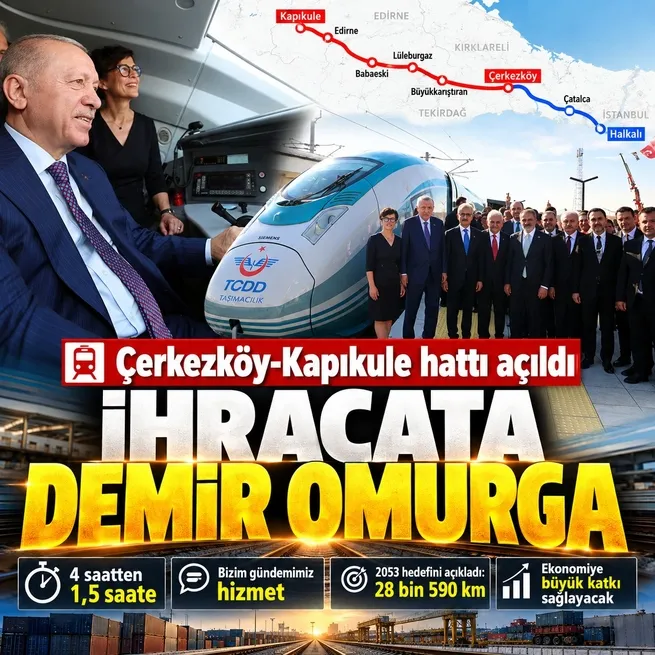 Başkan Erdoğan, Çerkezköy-Kapıkule Demir Yolu Hattını hizmete açtı: Ekonomiye büyük katkı sağlayacak
