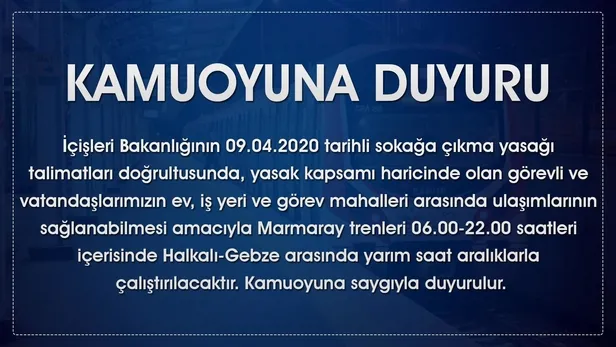 TCDD'den 'sokağa çıkma yasağı' açıklaması! Marmaray trenleri yarım saat aralıklarla çalışacak...-1