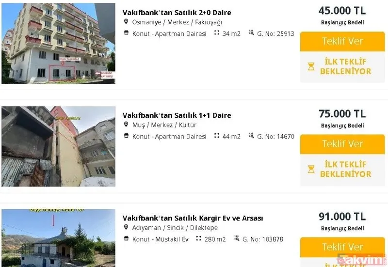 Ziraat Bankası, Vakıfbank, Halkbank 657 TL taksitle ev sahibi yapıyor! Sadece 5 bin TL peşinat yeterli! 120 ay taksitle devlet bankalarından 2. el daire fırsatı!