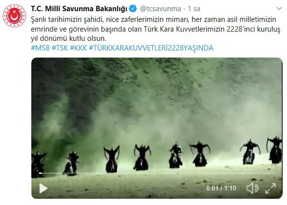 MSB'den, Kara Kuvvetleri Komutanlığı'nın 2228’inci kuruluş yıl dönümüne özel video-1