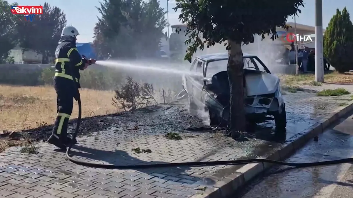 Çorum Alaca’da kaza: Araç alev aldı