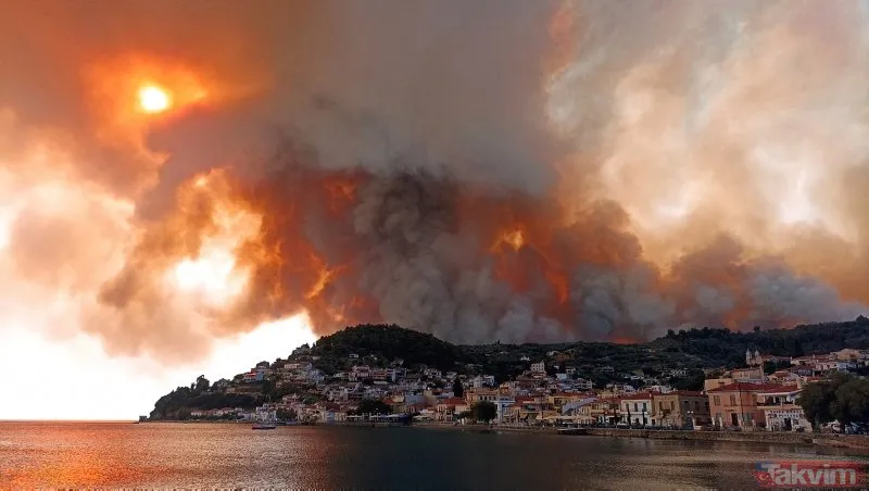 Yunanistan’ın Eğriboz Adası’nda kabus! Alevler tahliyeleri arttırdı... Korku filmini aratmayan görüntüler