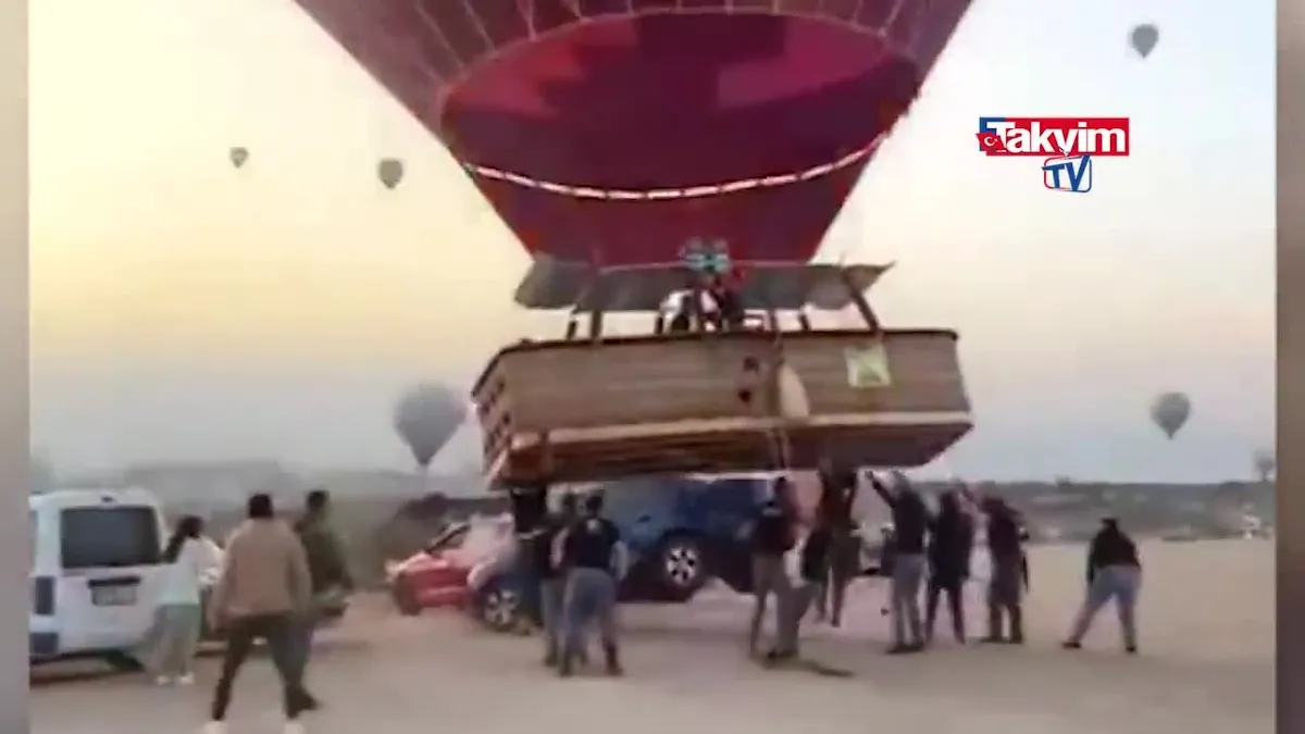 Sıcak hava balonu otomobile çarptı