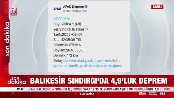 Balıkesir Sındırgı’da deprem!