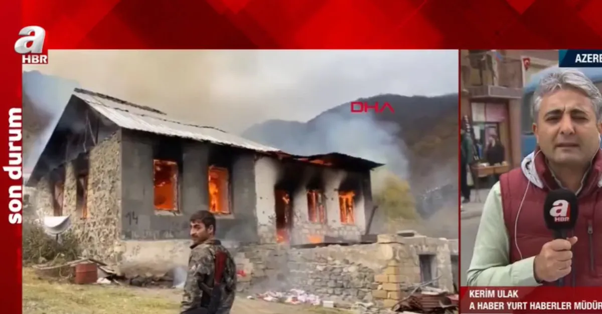 SON DAKİKA: Karabağ'ı terk eden Ermenistan evleri yakıyor