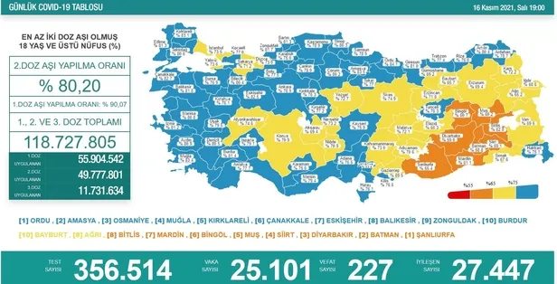 Sağlık Bakanlığı 17 Kasım 2021 COVID-19 tablosunu paylaştı-3
