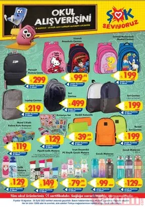 Tüm okul ihtiyaç ürünlerinde fiyatlar düştü! Okul çantası, kalem, defter, boya ŞOK’ta indirime girdi! 16-30 Ağustos 2023 ŞOK aktüel ürünler kataloğu!