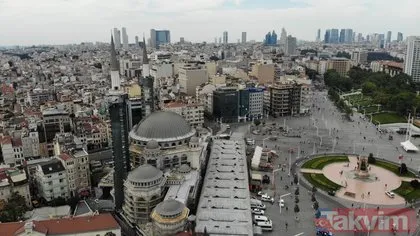 Yıl sonunda ibadete açılması beklenen Taksim Camii’nin şerefesi havadan görüntülendi