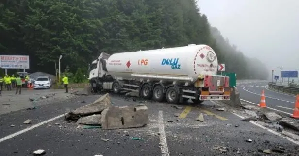 Bolu Dağı’nda korkunç kaza! Bariyeri yıkan tanker, karşı şeride geçti: Ankara yönü kapandı