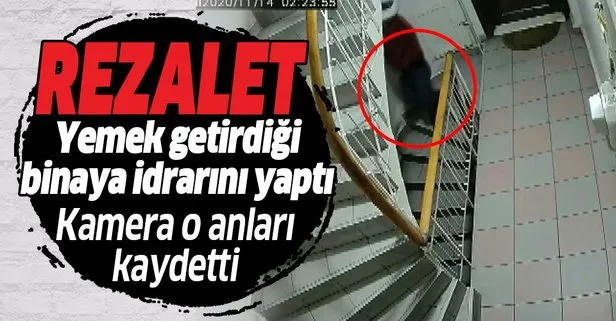 SON DAKİKA: Beşiktaş’ta yemek getirdiği binada merdivenlere idrarını yapan kurye kameralara yakalandı