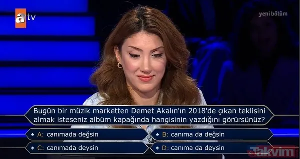 Kenan İmirzalıoğlu'nun sunduğu Kim Milyoner Olmak İster'de kafa karıştıran Demet Akalın sorusu - 4