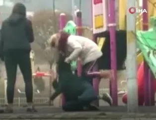 Kızlar saç saça baş başa kavgası kamerada