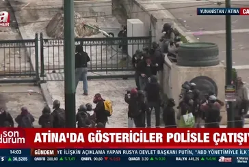 Atina'da göstericiler polisle çatışıyor!