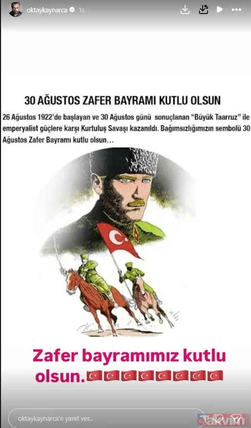 Ünlü isimlerden 30 Ağustos Zafer Bayramı’na özel paylaşımlar! Esra Erol, Müge Anlı, Seda Sayan... - 14