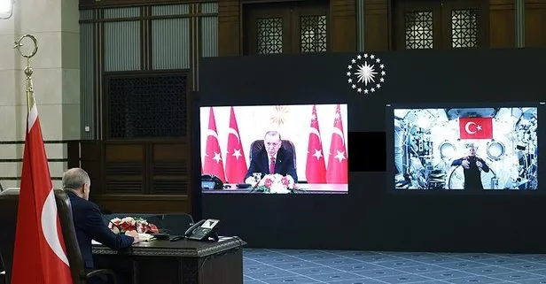 Alper Gezeravcı uzaydan Türkiye ile temasa geçti! İlk görüşmeyi Başkan Erdoğan ile yaptı