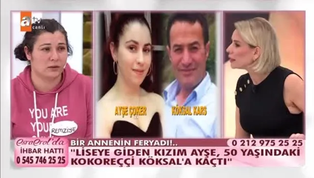 Esra Erol'da bir annenin feryadı: ''Liseye giden kızım Ayşe, 50 yaşındaki kokoreççi Köksal'a kaçtı''