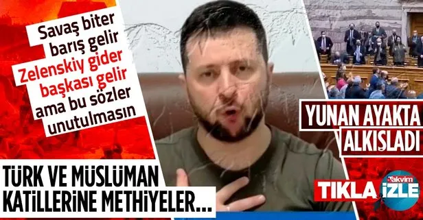 Zelenskiy’den binlerce Türk’ü vahşice katleden eli kanlı Filiki Eterya örgütüne övgü: Yunan Parlamentosu ayakta alkışladı