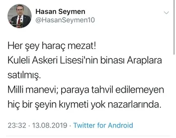 İYİ Partili Hasan Seymen'in 'Kuleli Askeri Lisesi satıldı' iftirasına hükümetten sert yanıt: Tamamen asılsız!-1