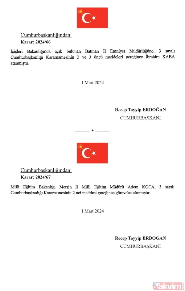 SON DAKİKA I Cumhurbaşkanlığı atama kararları Resmi Gazete'de yayımlandı! 4 ilin emniyet müdürü değişti - 5