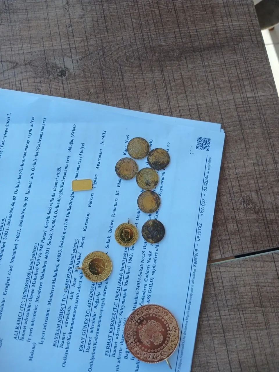 Operasyonda ele geçirilen altınlar