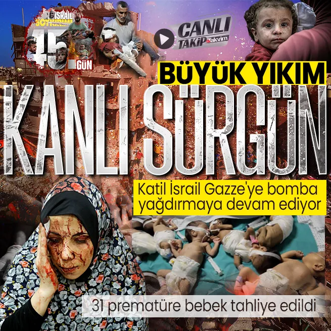 CANLI TAKİP | İsrail soykırımında 45. gün! Katil İsrail bombardımanı sürdürdü! Hamas esir takası iddialarını yalanladı
