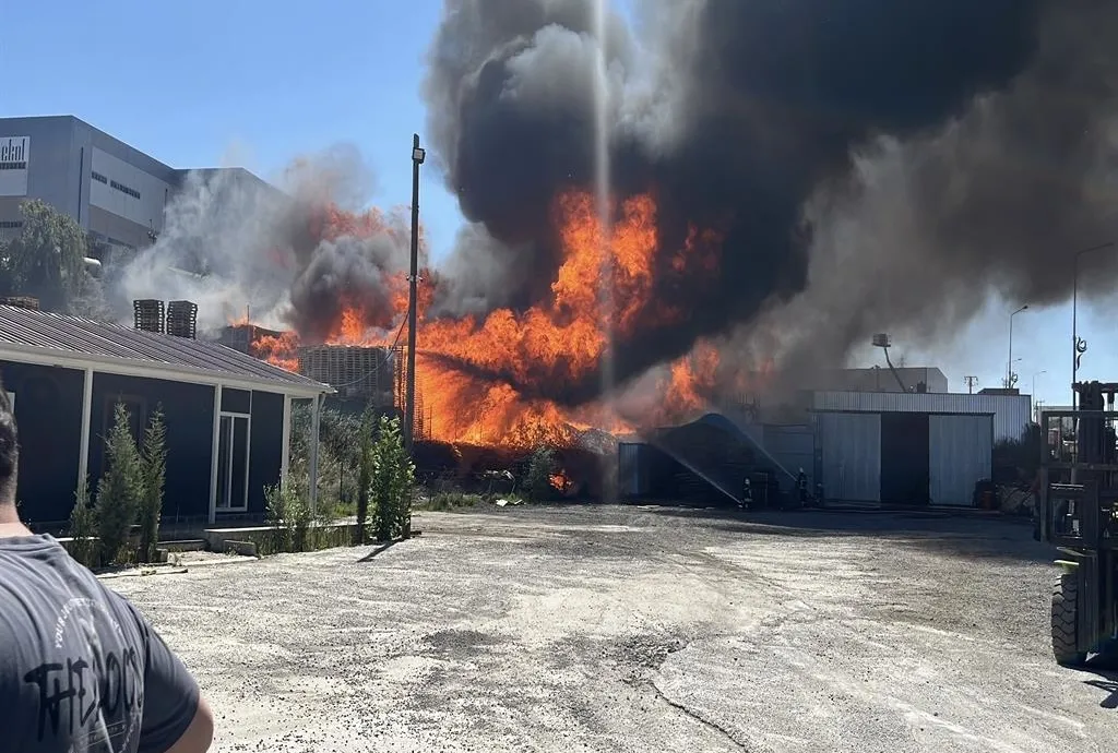 Palet fabrikasında korkutan yangın