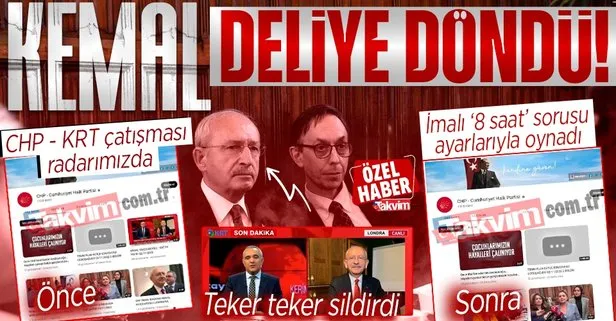 Kılıçdaroğlu’nun ayarlarıyla oynadılar! İmalı ’8 saat’ sorusu sonrası CHP - KRT çatışması baş gösterdi: Teker teker yayınları sildiler