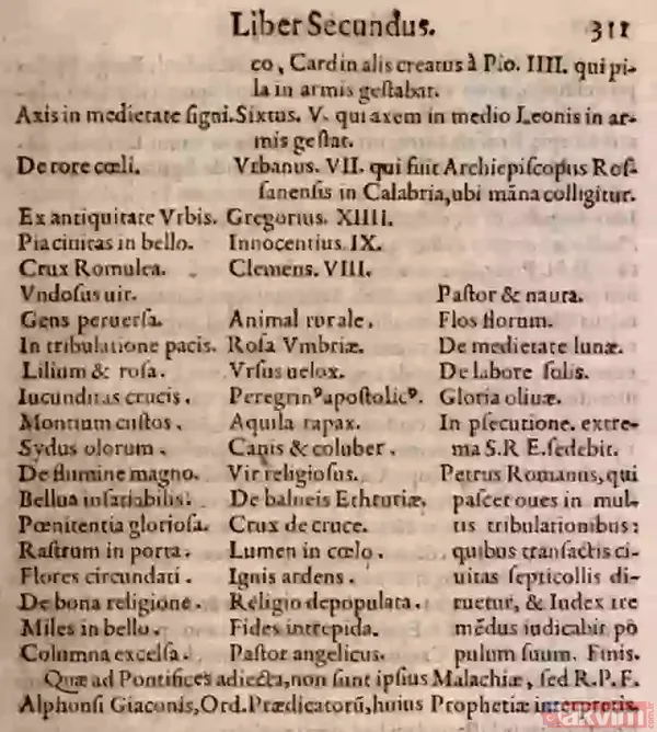 "Yedi Tepe Üzerinde Kurulu Bir Şehir..." Bu Metinlerde En Dikkat Çeken Bölüm, Son Papa İçin Yazılmıştır: "In Persecutione Extrema S.R.E. Sedebit. Petrus...