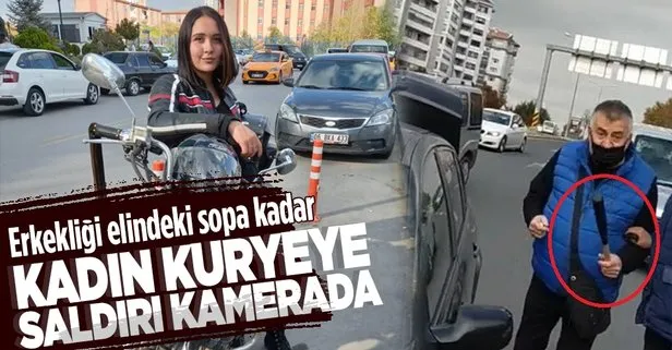 Motosikletli kadın kuryeye trafikte darp kamerada