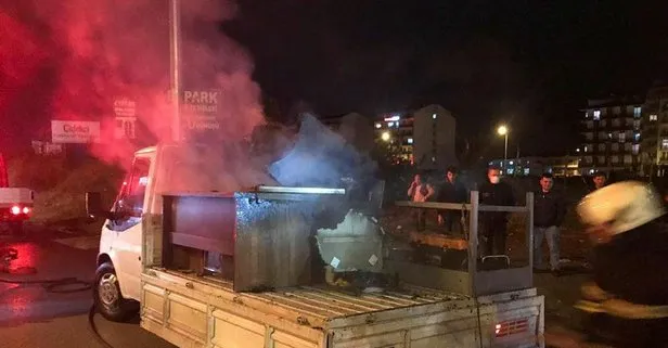Kırıkkale’de korku dolu anlar! Mobilya malzemeleri taşıyan pikap seyir halinde alev alev yandı