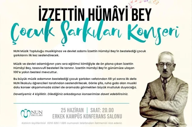 NUN Müzik Toplululuğu İzzettin Hümâyi Bey'in bestelediği çocuk şarkılarını ilk kez seslendirecek