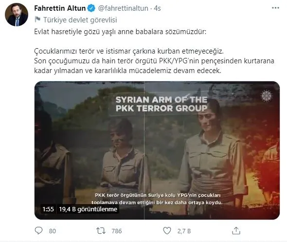 cumhurbaskanligi-iletisim-baskanifahrettinaltun-cocuklarimizi-teror-ve-istismar-carkina-kurban-etmeyecegiz-1624055674431.jpg Cumhurbaşkanlığı İletişim Başkanı Fahrettin Altun: Çocuklarımızı terör ve istismar çarkına kurban etmeyeceğiz-2