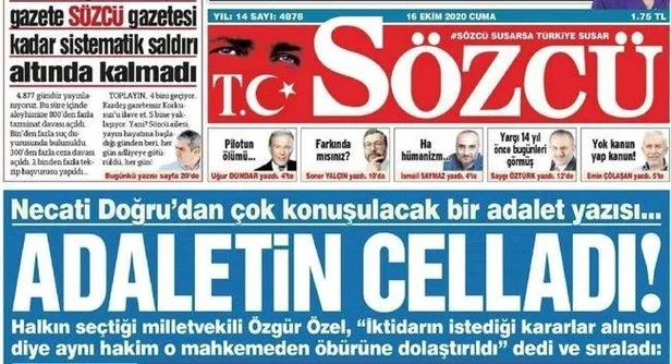Sözcü'den skandal manşet: Yine yargıyı hedef aldılar!-1