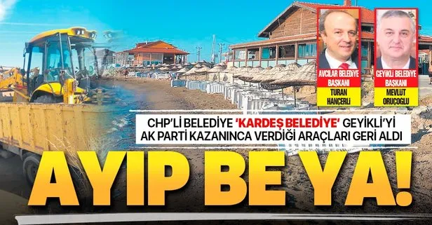 CHP’li başkan kardeş belediye Geyikli’yi AK Parti kazanınca verdiği araçları geri aldı