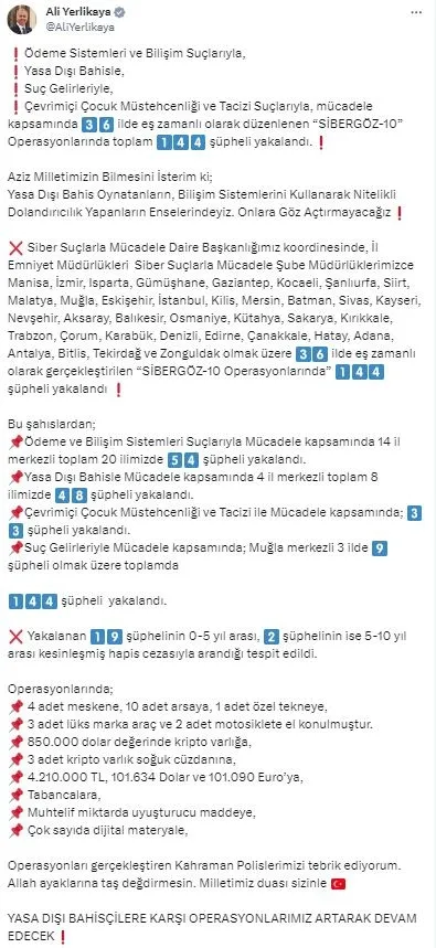 icisleri-bakani-ali-yerlikaya-duyurdu-36-ilde-sibergoz-10-operasyonu-1702876776649.jpeg İçişleri Bakanı Ali Yerlikaya duyurdu: 36 ilde Sibergöz-10 operasyonu-2